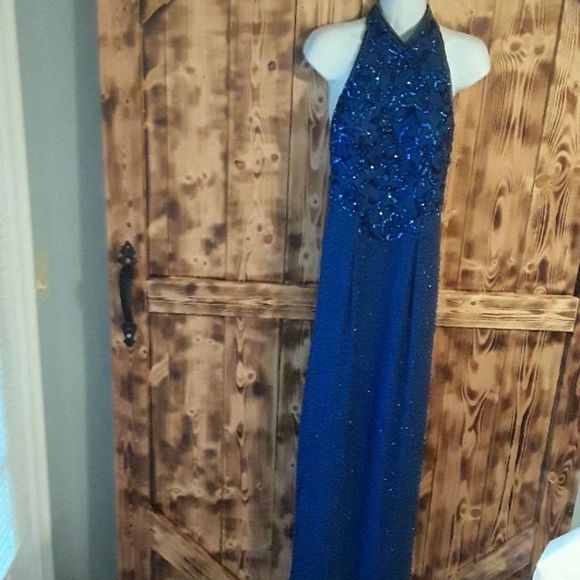 Peak Evenings Coral Blue Size 6 Prom Dress - Picture 2 of 8